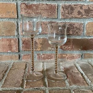 Retired PartyLite Harlequin Amber Swirl Votive Tealight Candle Holders
